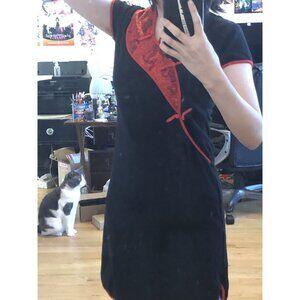China Black and Red Dress Embroidered Oriental Design For Her Size Small